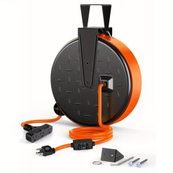 36 ft Retractable Extension Cord Reel with 3 Outlets and Circuit Breaker